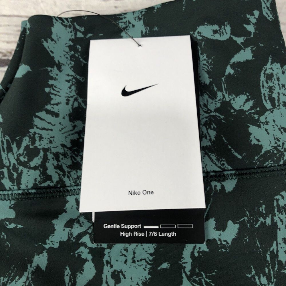 Nike One Printed High‎ Rise 7/8 Leggings Womens Medium FZ3229-338 Green Pattern - Picture 3 of 8